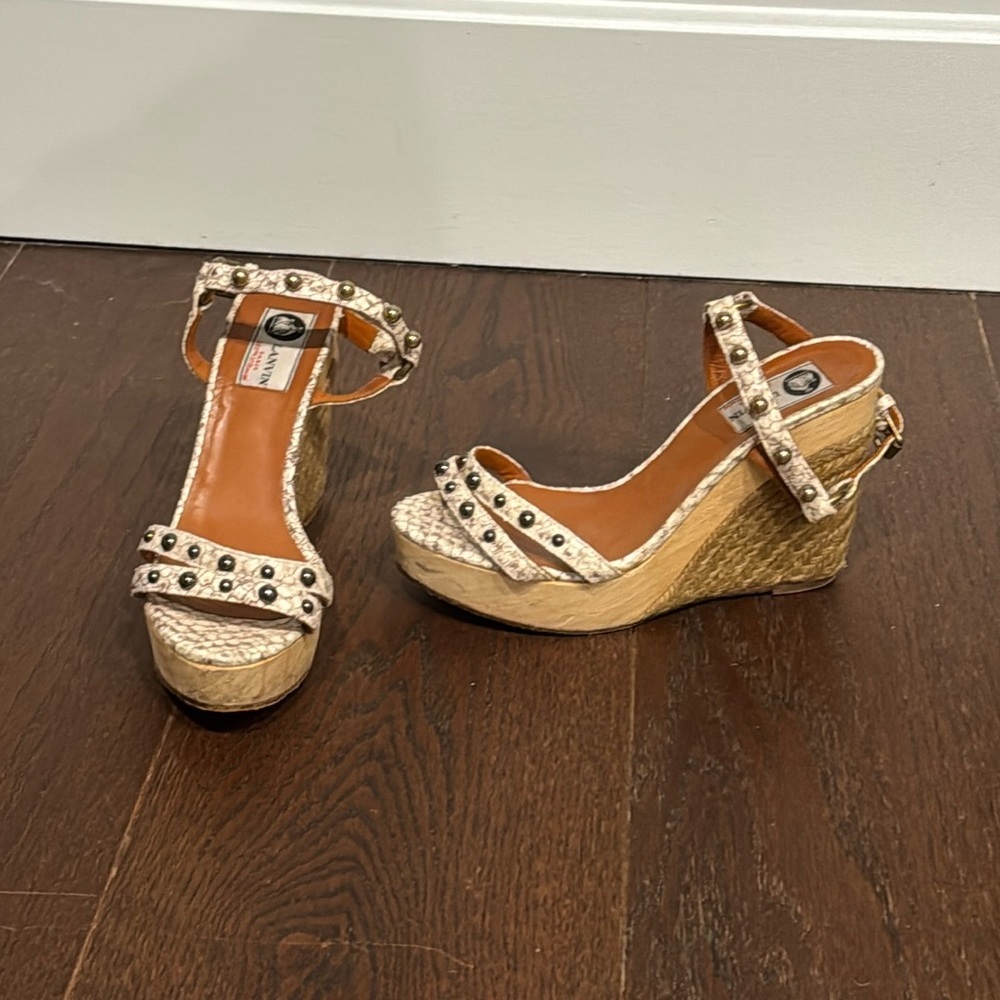 Lanvin Leather Animal Print Espadrilles Size 38/8